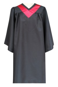 設計中學V領畢業袍    訂製衫身黑色領邊紅色畢業袍    100%POLY    基孝中學    DA372